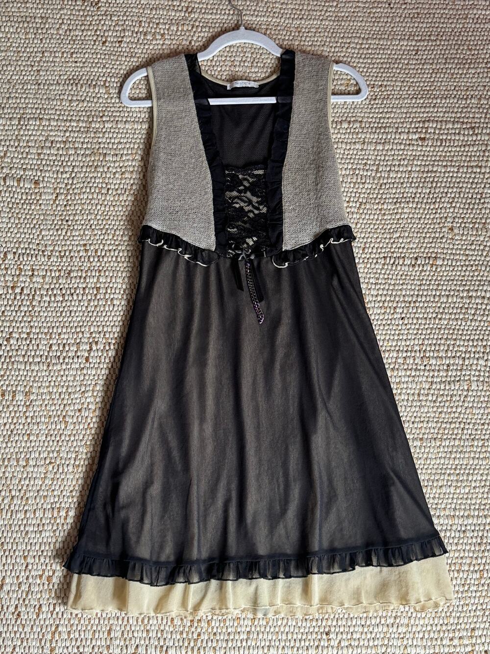 Siste’s Made in Italy Mixed Media Knit & Mesh Euro Dress Renaissance Whimsigoth